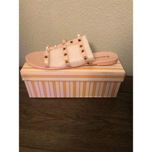 NEW WILD DIVA NUDE STUDDED SANDAL SZ 10